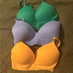 PINK Victoria's Secret Bra Trio - Green, Lavender, Yellow